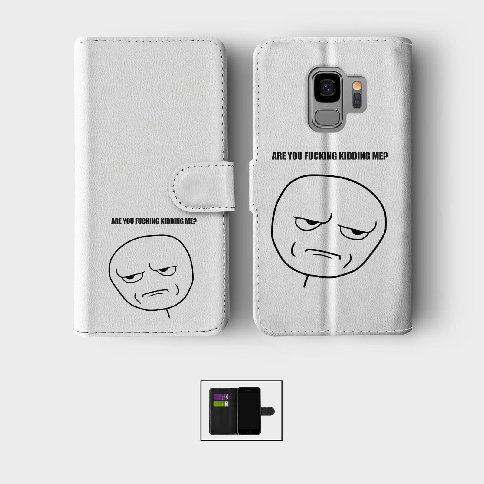 CASE FOR SAMSUNG S20 S10 S9 S8 PLUS WALLET FLIP PHONE COVER MEME FACES INTERNET